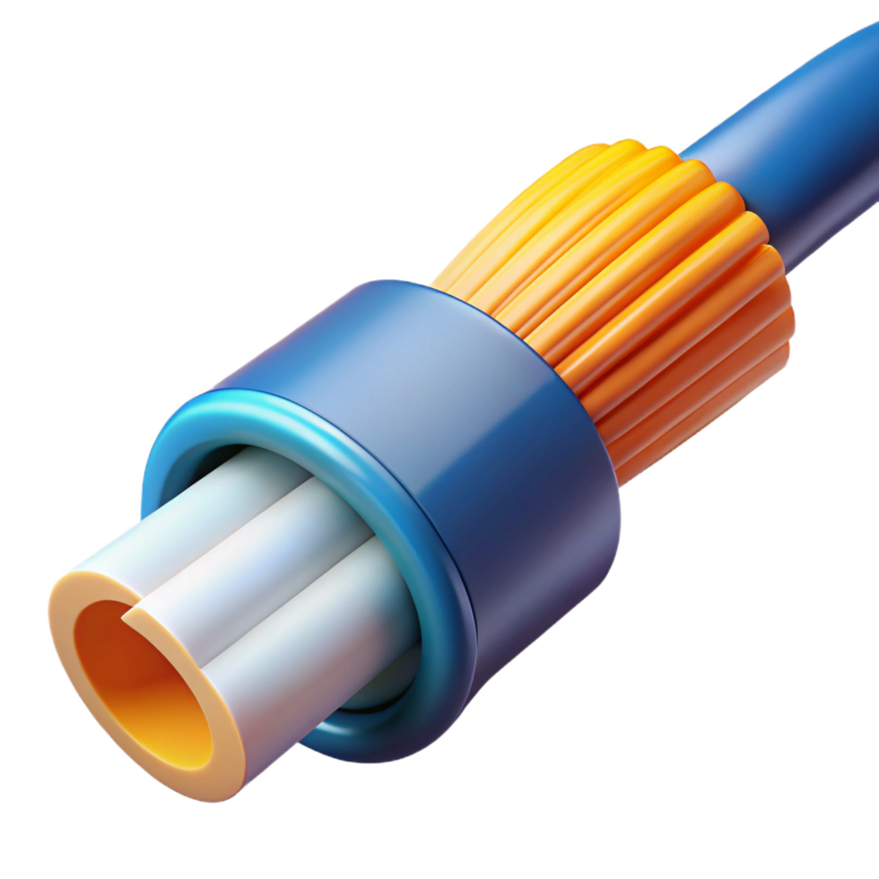 pristine exemplary A fiber optic cable. NO BACKGROUND with Transparent Background. png