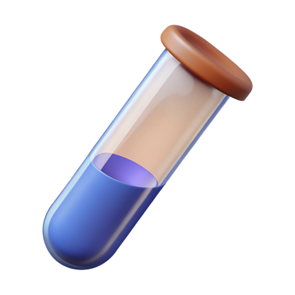 bold vibrant A test tube. NO BACKGROUND with Transparent Background. crisp png