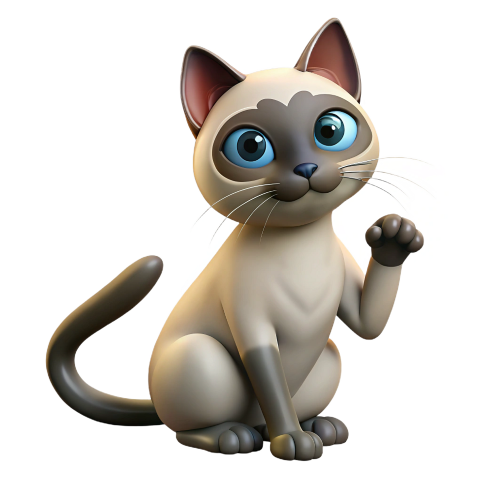 dynamic picturesque A sleek Siamese cat, grooming its paw. NO BACKGROUND with Transparent Background. expertly shot png