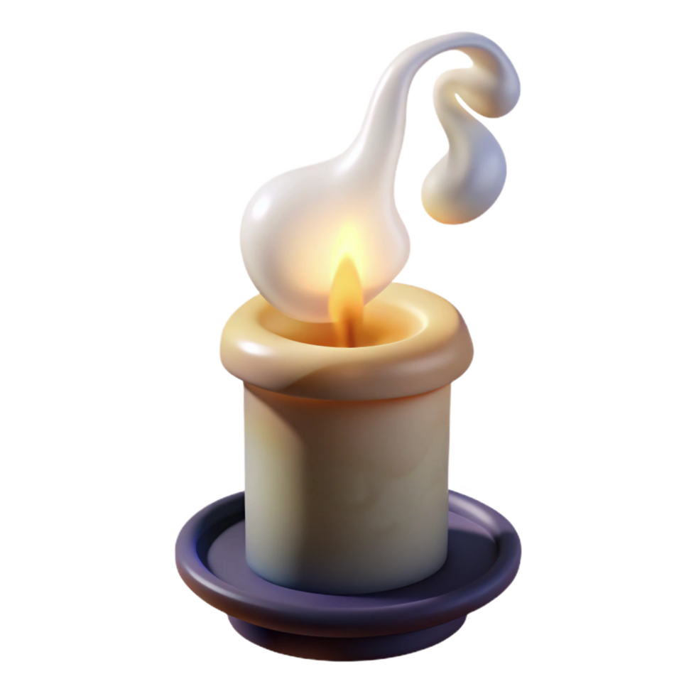 passionate alluring A single, burning candle, emitting a mystical smoke. NO BACKGROUND with Transparent Background. premium png