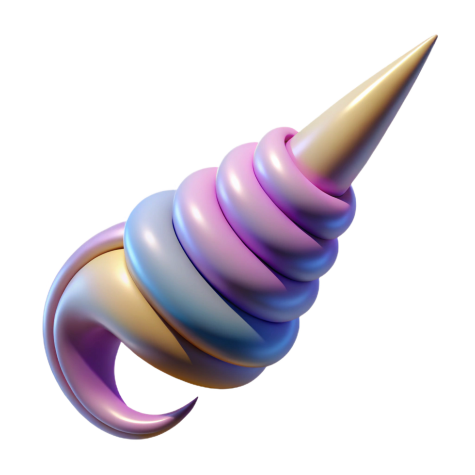calm pristine A majestic unicorn horn, spiraling elegantly. NO BACKGROUND with Transparent Background. detailed png