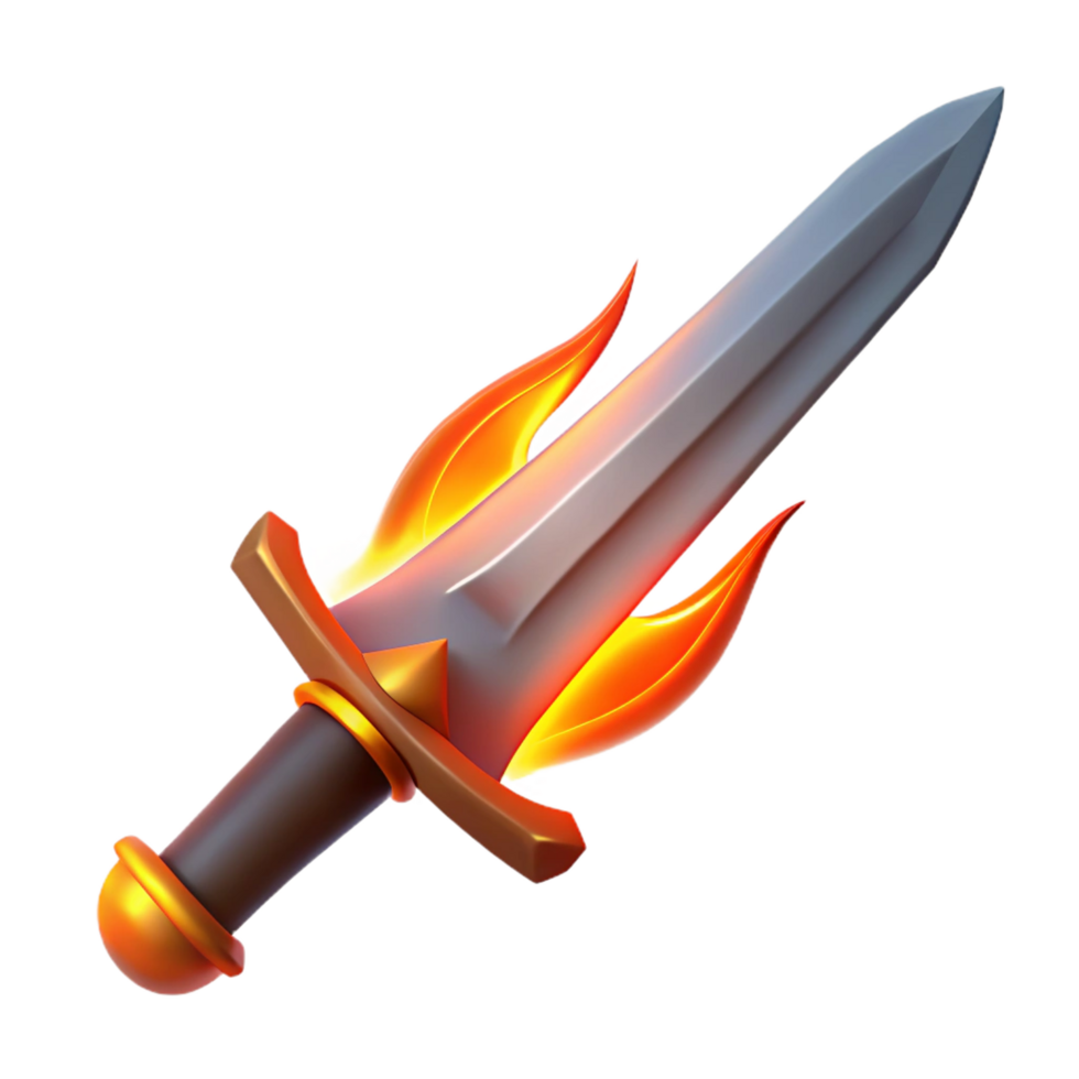 acclaimed victorian A single, flaming sword, radiating intense heat. NO BACKGROUND with Transparent Background. masterfully captured png