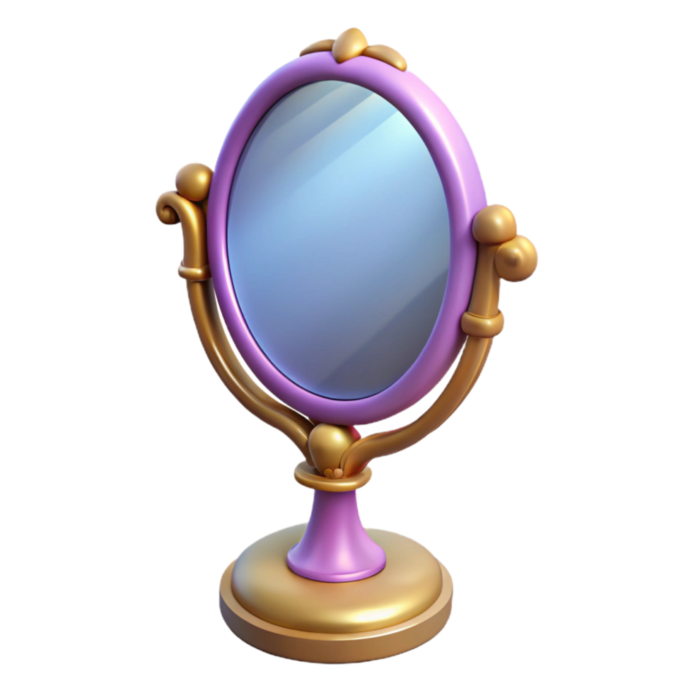 impressive dynamic victorian A single, enchanted mirror, reflecting a distorted image. NO BACKGROUND with Transparent Background. detailed png