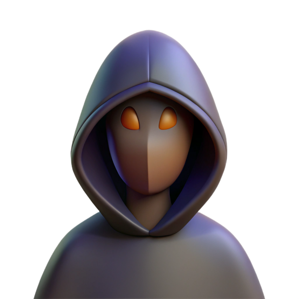intense striking A stylized, hooded figure, cloaked in shadows. NO BACKGROUND with Transparent Background. exclusive png