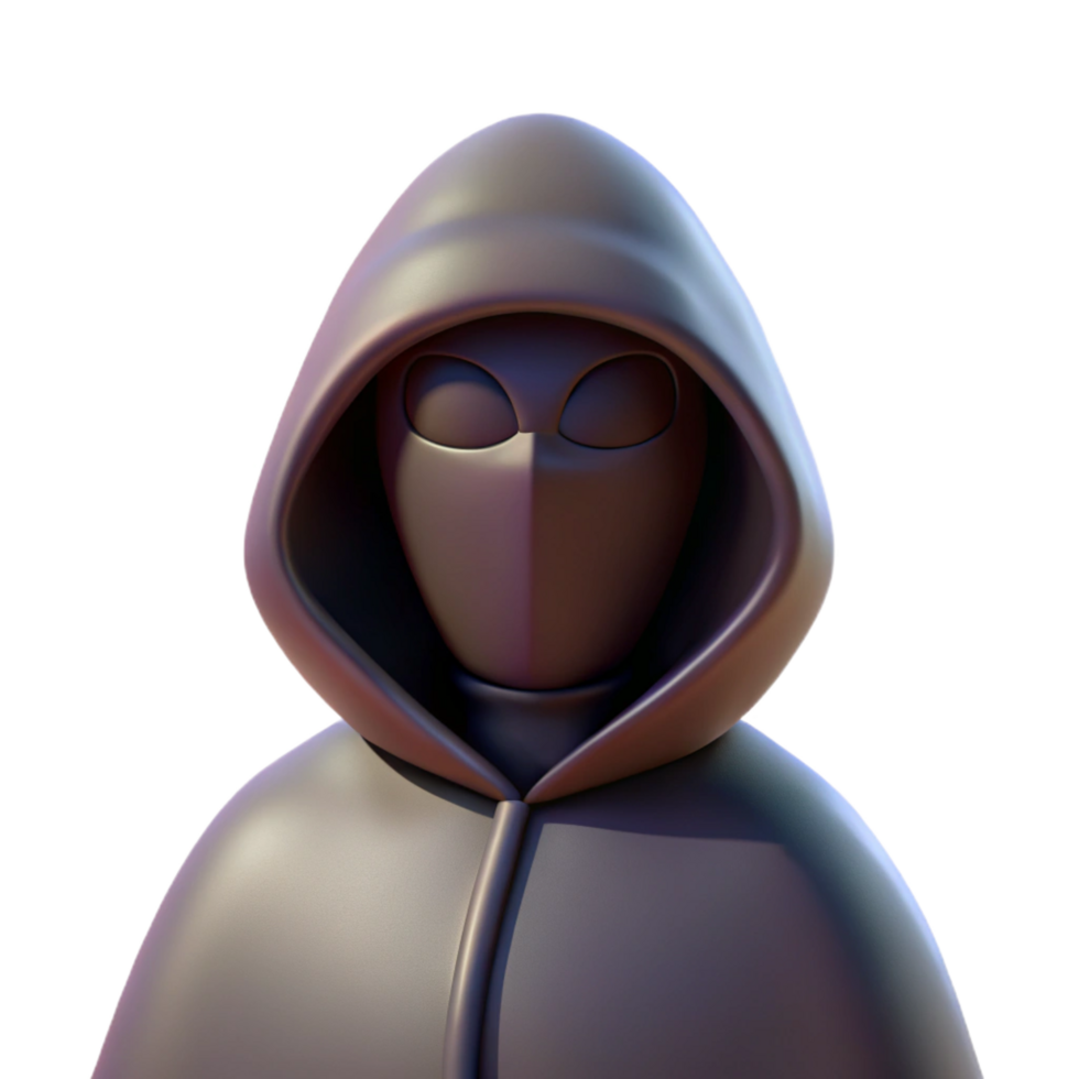 dazzling energetic elegant A stylized, hooded figure, cloaked in shadows. NO BACKGROUND with Transparent Background. high quality png