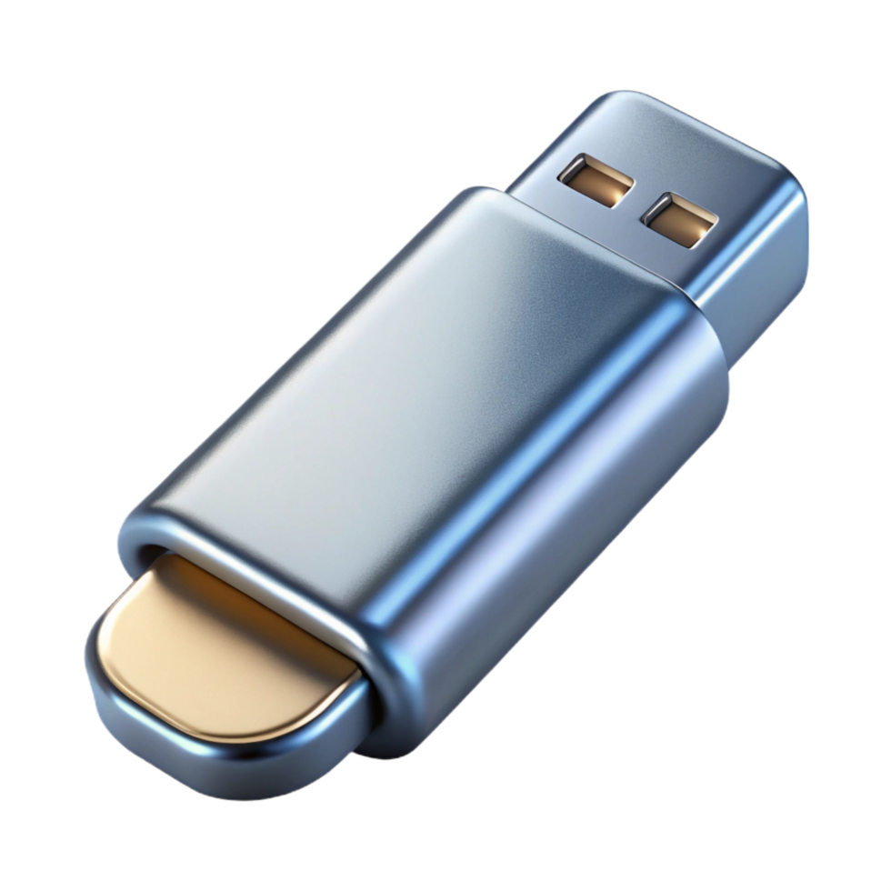 unparalleled tropical USB flash drive, metallic silver finish NO BACKGROUND with Transparent Background. high quality png