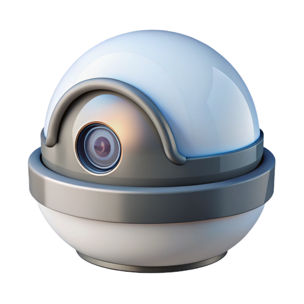 gorgeous dynamic abstract Security camera, dome style, white casing NO BACKGROUND with Transparent Background. museum quality png