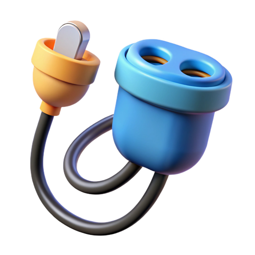 spectacular playful renaissance Electric car charging plug, connected to cable NO BACKGROUND with Transparent Background. detailed png