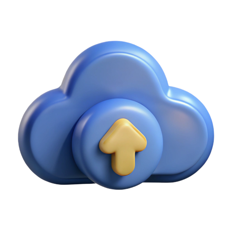 exemplary nordic Data cloud icon with upload arrow NO BACKGROUND with Transparent Background. studio quality png