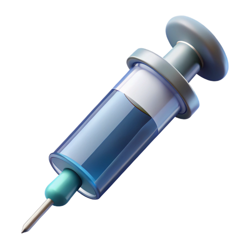 memorable elegant Medical syringe with needle, filled with clear liquid NO BACKGROUND with Transparent Background. premium png