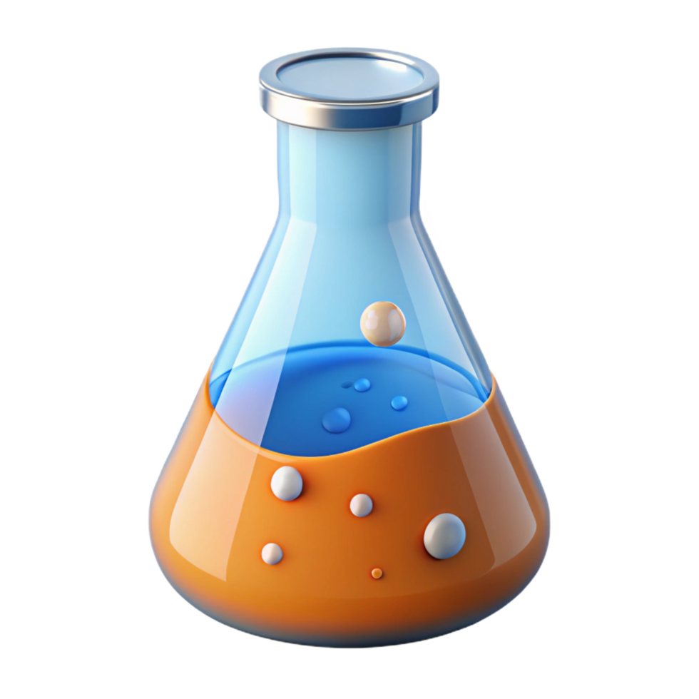 immaculate joyful rustic Laboratory beaker with bubbling liquid NO BACKGROUND with Transparent Background. elite png