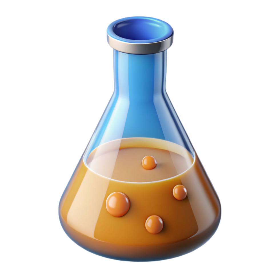 alluring classic Laboratory beaker with bubbling liquid NO BACKGROUND with Transparent Background. genuine png