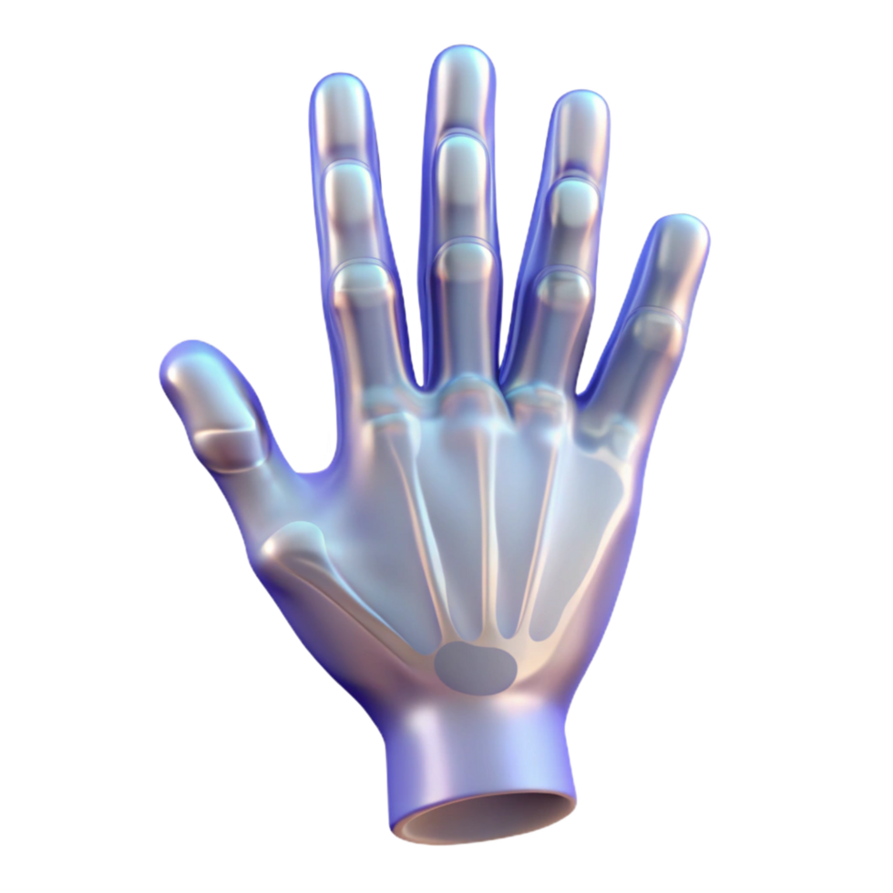 timeless minimalist X-ray image of human hand NO BACKGROUND with Transparent Background. museum quality png