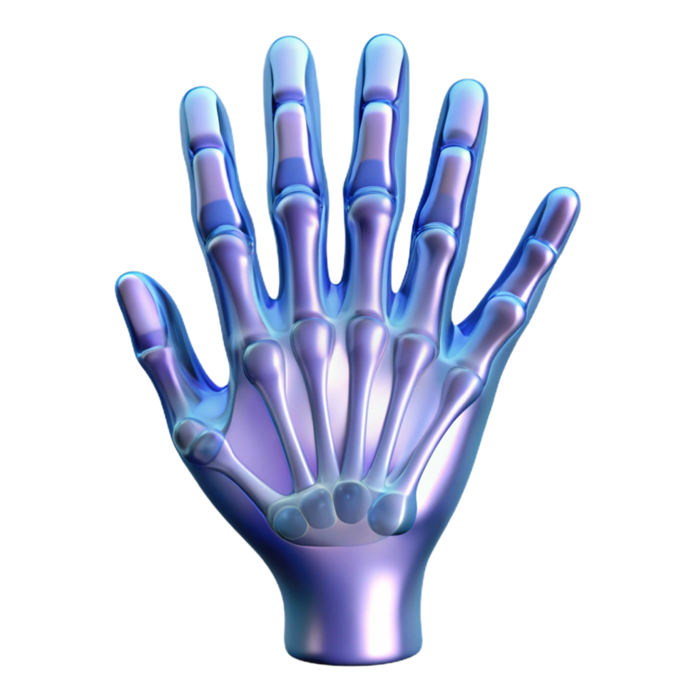 vibrant dreamy abstract X-ray image of human hand NO BACKGROUND with Transparent Background. masterfully captured png