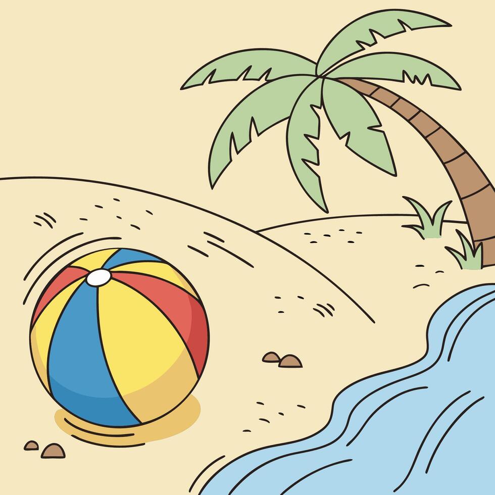 Bright Beach Ball Bouncing by the Shoreline vector