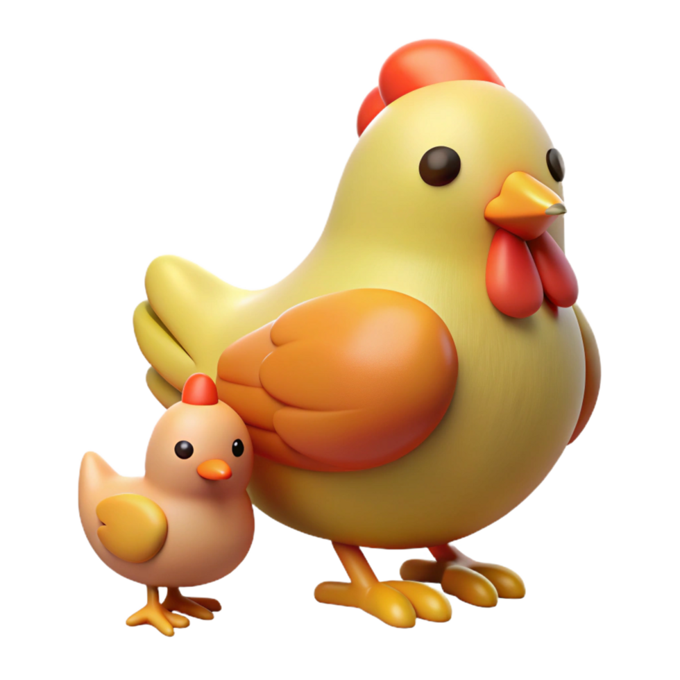 beautiful tropical A hen with chicks, single chick isolated, NO BACKGROUND with Transparent Background. original png