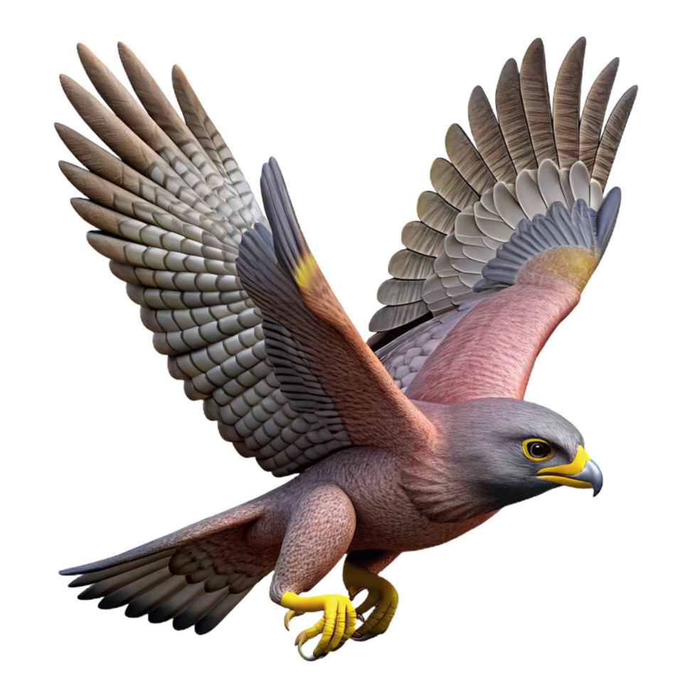 breathtaking futuristic A hawk in flight, NO BACKGROUND with Transparent Background. impeccable png
