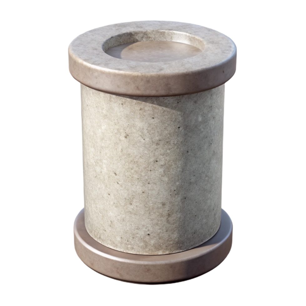 alluring joyful renaissance Concrete pillar, cylindrical support structure NO BACKGROUND with Transparent Background. precision png