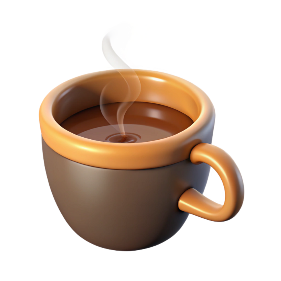 distinguished classic A steaming cup of coffee, NO BACKGROUND with Transparent Background. museum quality png