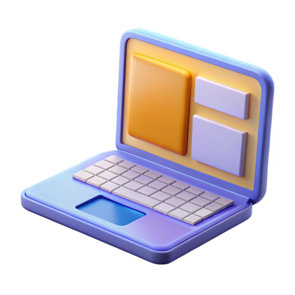 alluring intense elegant A laptop computer, open and displaying content, NO BACKGROUND with Transparent Background. museum quality png