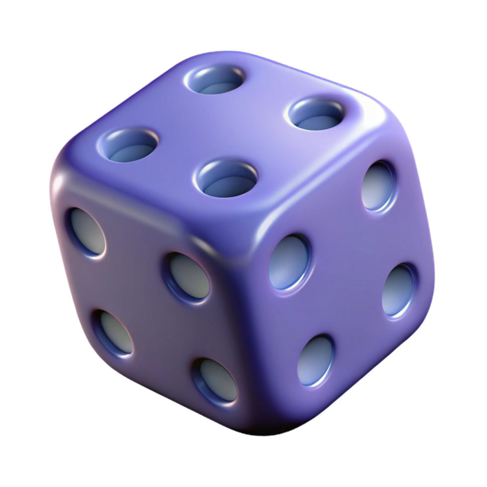 beautiful unforgettable A dice, showing six, NO BACKGROUND with Transparent Background. png