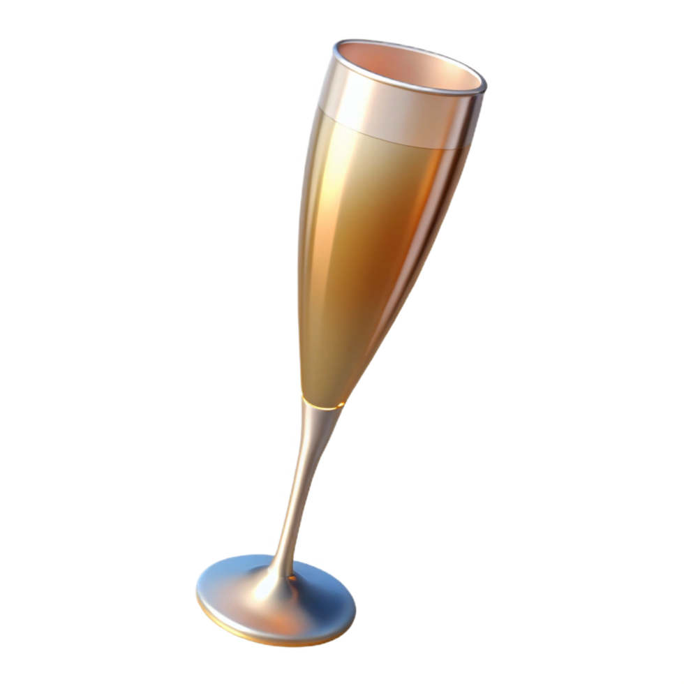 distinctive futuristic A champagne flute, tall and slender, NO BACKGROUND with Transparent Background. expertly shot png