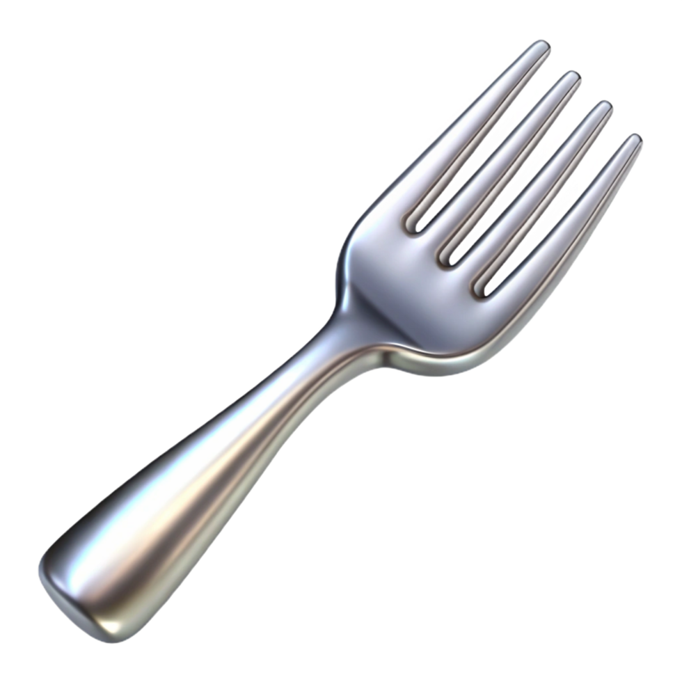 elegant calm avant-garde A fork, polished and silver, NO BACKGROUND with Transparent Background. artisan png