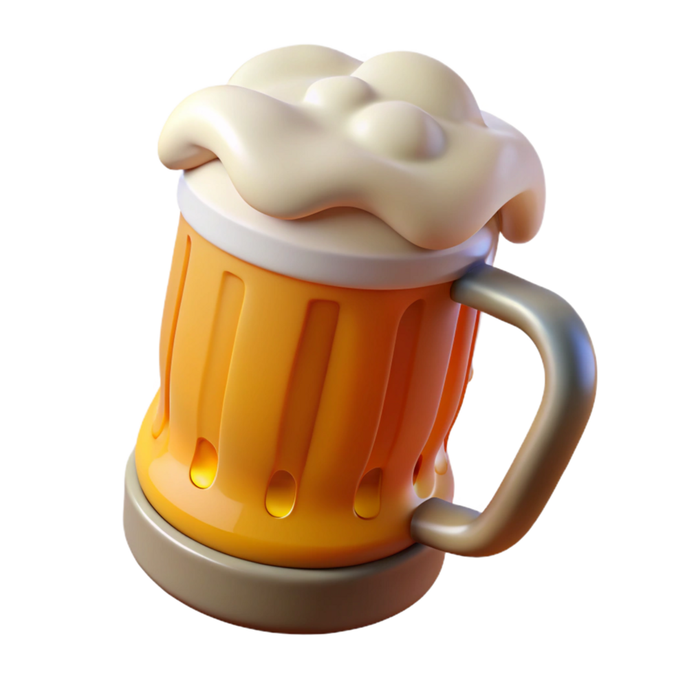 distinctive organic A beer mug, frosted and filled with beer, NO BACKGROUND with Transparent Background. handcrafted png