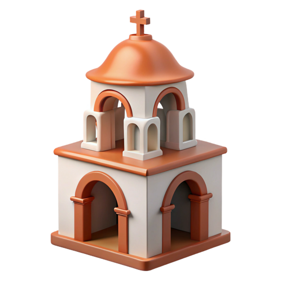 beautiful ethereal minimalist Spanish Colonial mission bell tower, NO BACKGROUND with Transparent Background. exclusive png