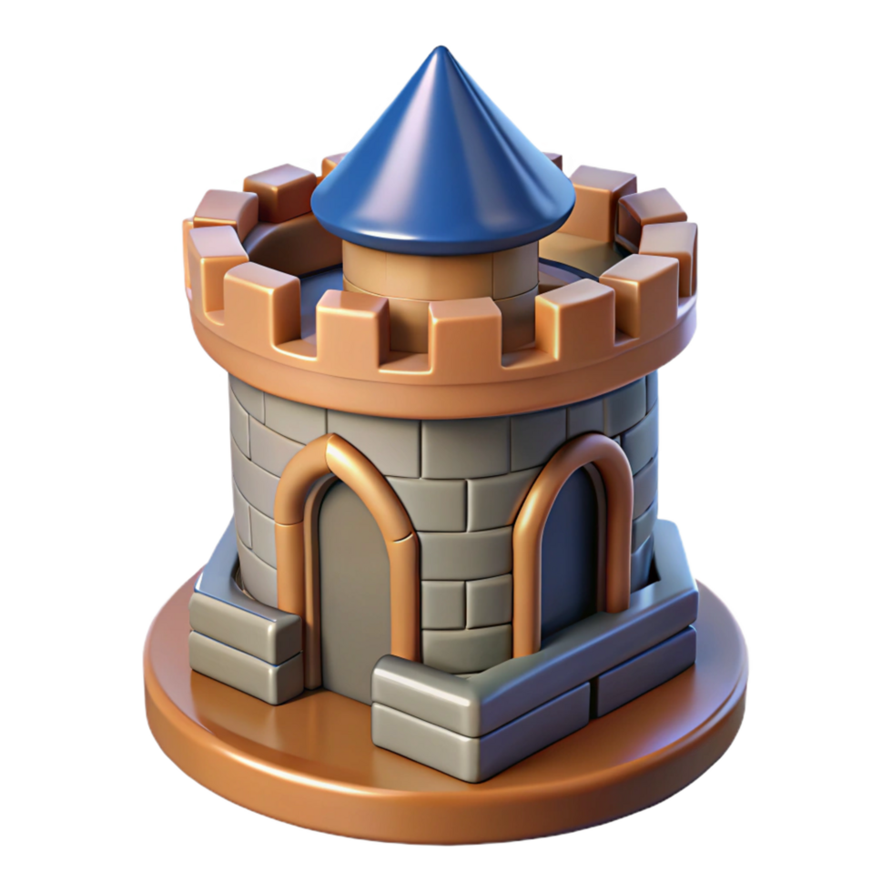 acclaimed mid-century Medieval castle turret rooftop, NO BACKGROUND with Transparent Background. sharp png