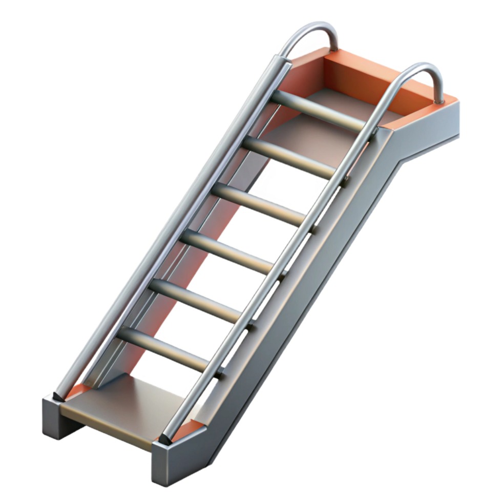beautiful rustic Fire escape metal ladder, NO BACKGROUND with Transparent Background. original png