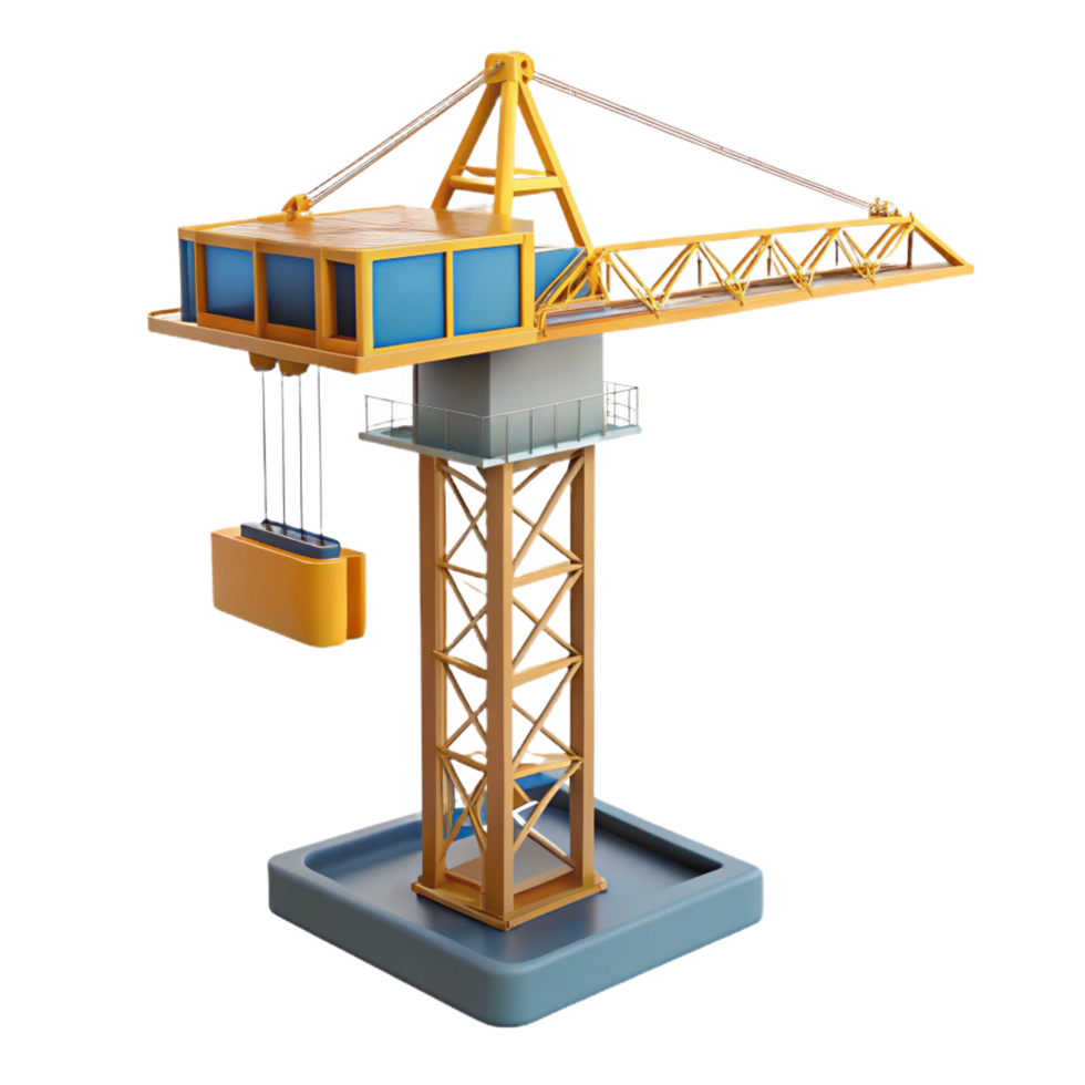 dreamy picturesque Construction crane tower section, NO BACKGROUND with Transparent Background. genuine png