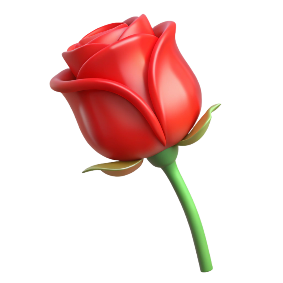 alluring calm industrial Single red rose bud NO BACKGROUND with Transparent Background. sharp png