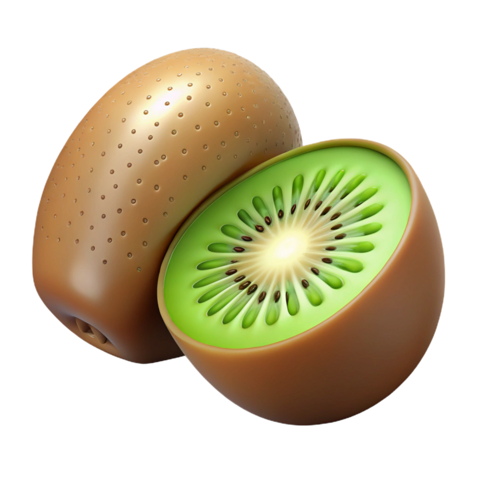 alluring contemporary Kiwi fruit, cut in half NO BACKGROUND with Transparent Background. flawless png