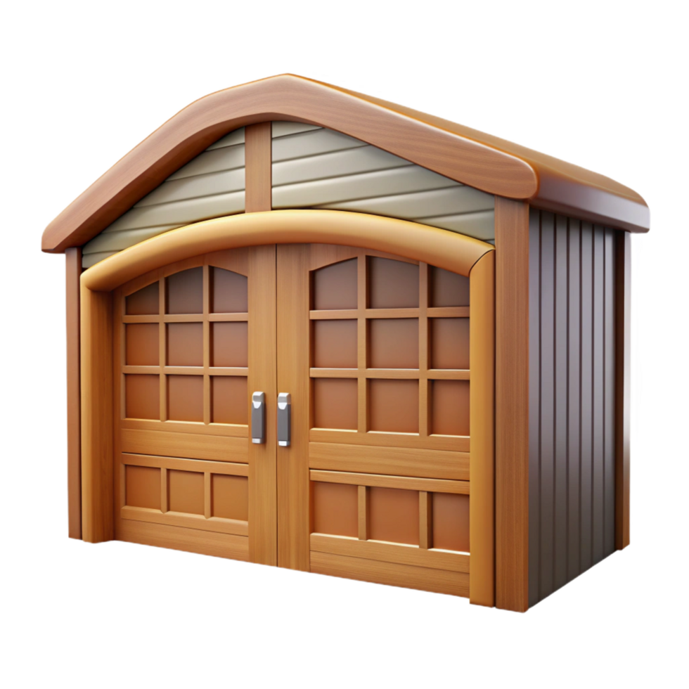 bold alluring Garage door, double, wooden, NO BACKGROUND with Transparent Background. 8K png