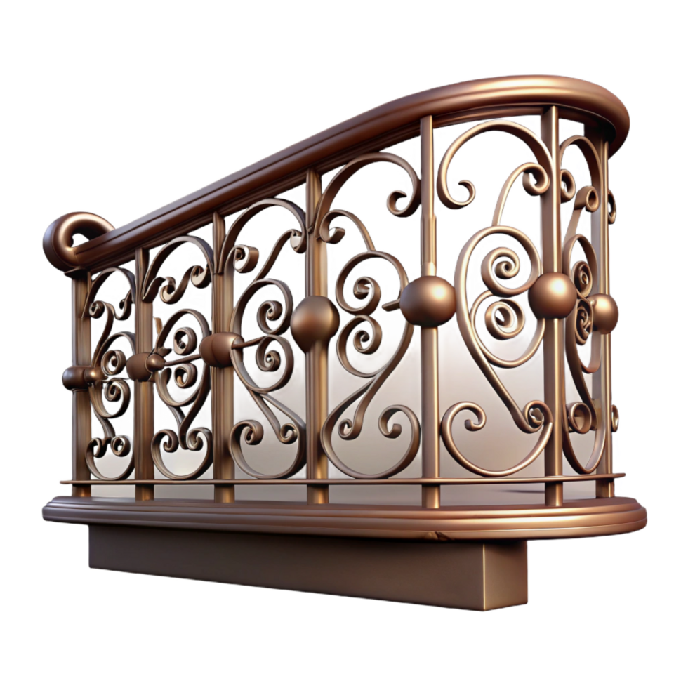 breathtaking classic Balcony railing, ornate iron, NO BACKGROUND with Transparent Background. ultra HD png
