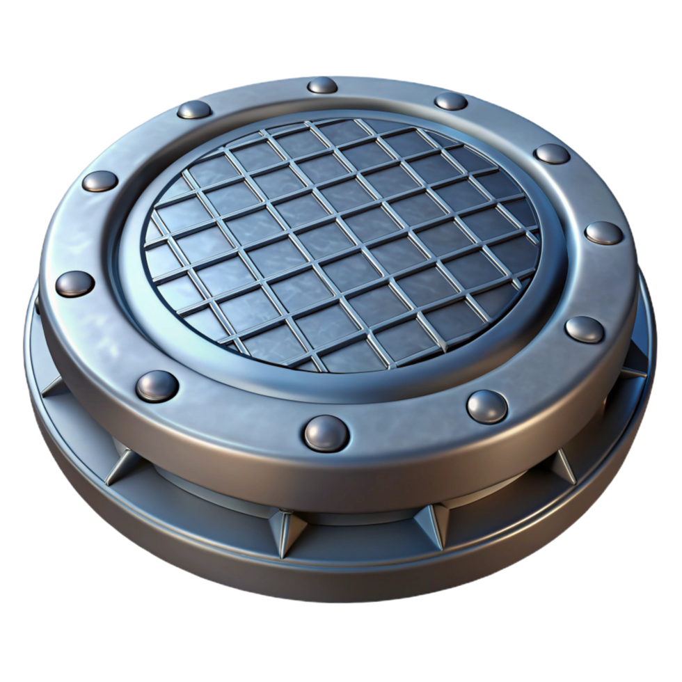 beautiful dramatic organic Manhole cover, iron, round, NO BACKGROUND with Transparent Background. luxury png