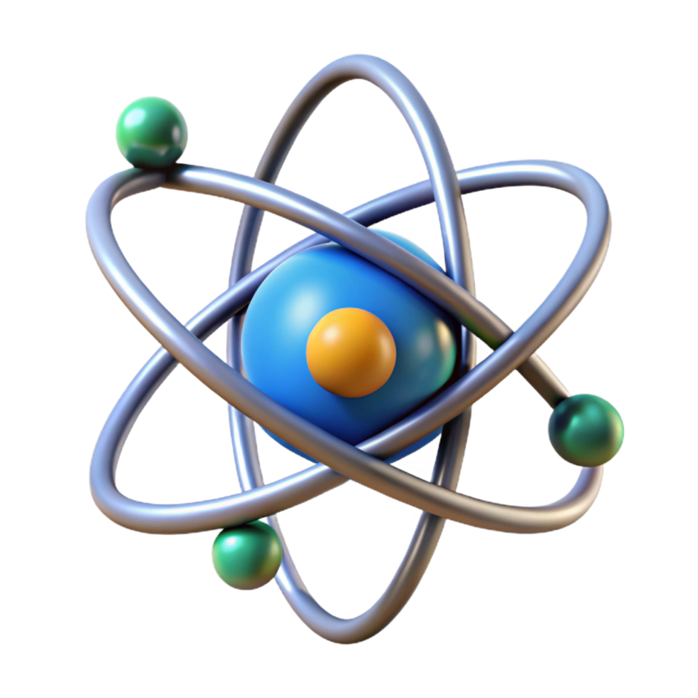 dazzling contemporary A single, atom with orbiting electrons. NO BACKGROUND with Transparent Background. luxury png