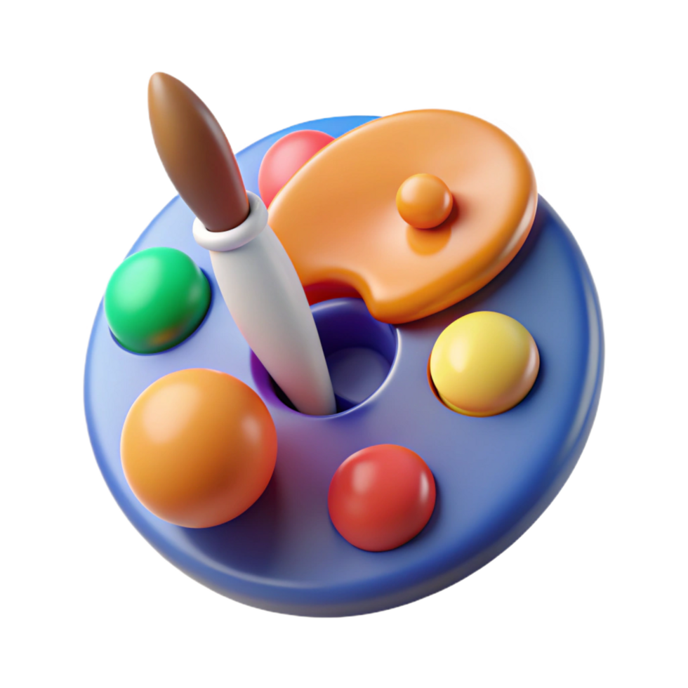 distinguished artistic An abstract representation of creativity with a paintbrush and palette. NO BACKGROUND with Transparent Background. crisp png