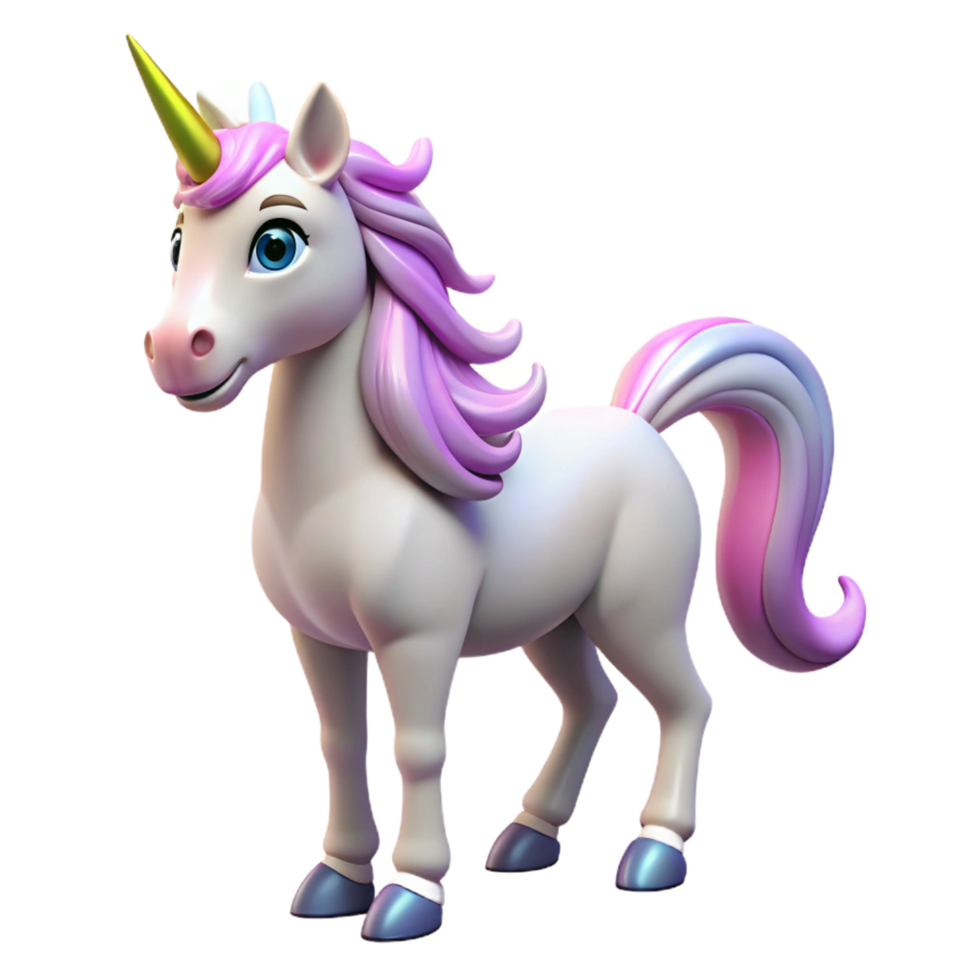 beautiful coveted A majestic unicorn with a spiraling horn, NO BACKGROUND with Transparent Background. png