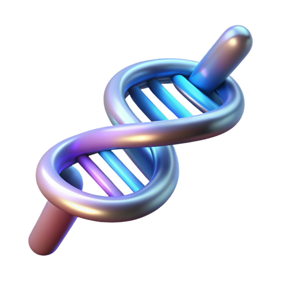 beautiful distinctive A DNA double helix, glowing with an inner light. NO BACKGROUND with Transparent Background. png