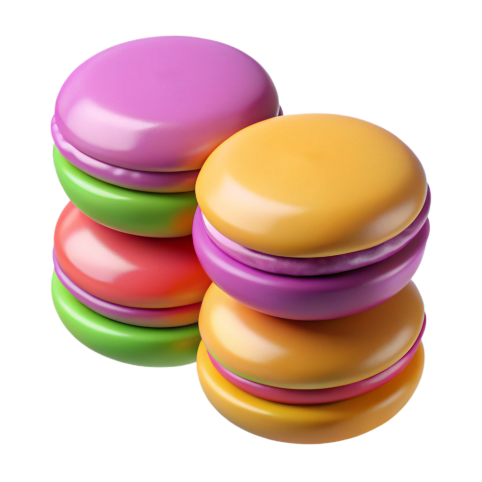 captivating creative A stack of colorful macarons. NO BACKGROUND with Transparent Background. studio quality png