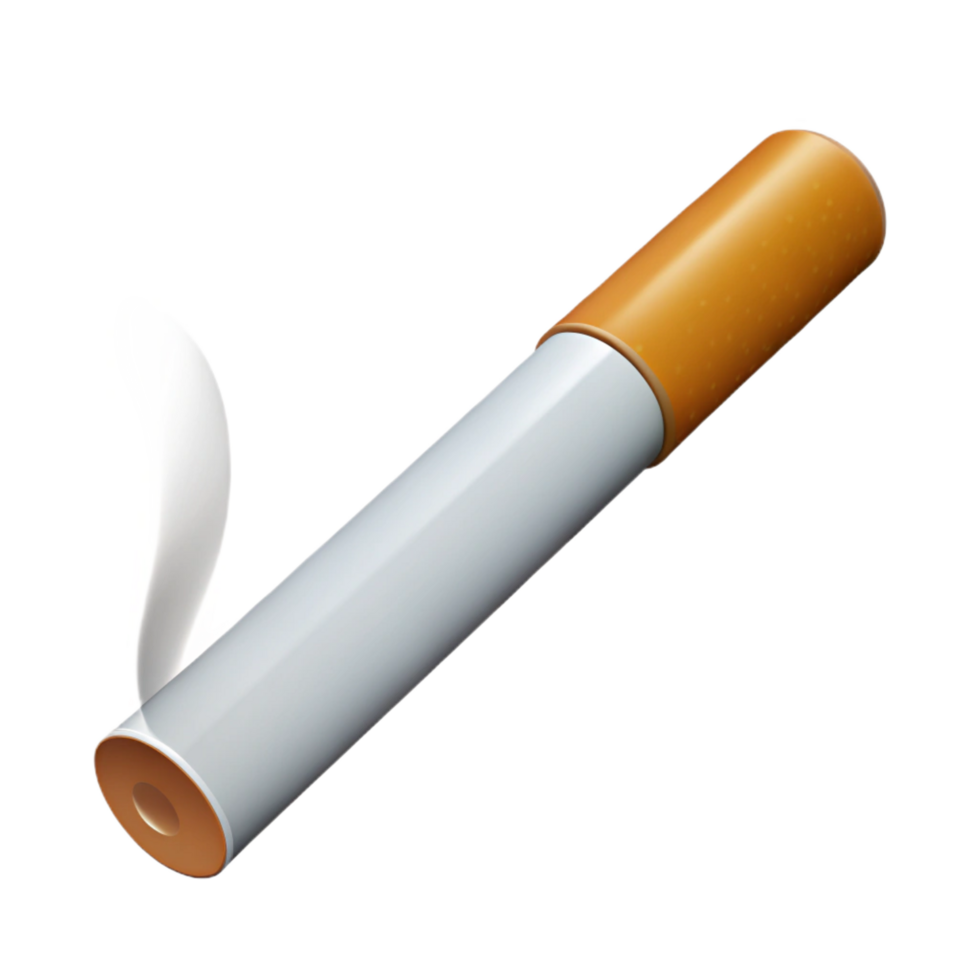 acclaimed minimalist A single, lit cigarette. NO BACKGROUND with Transparent Background. detailed png