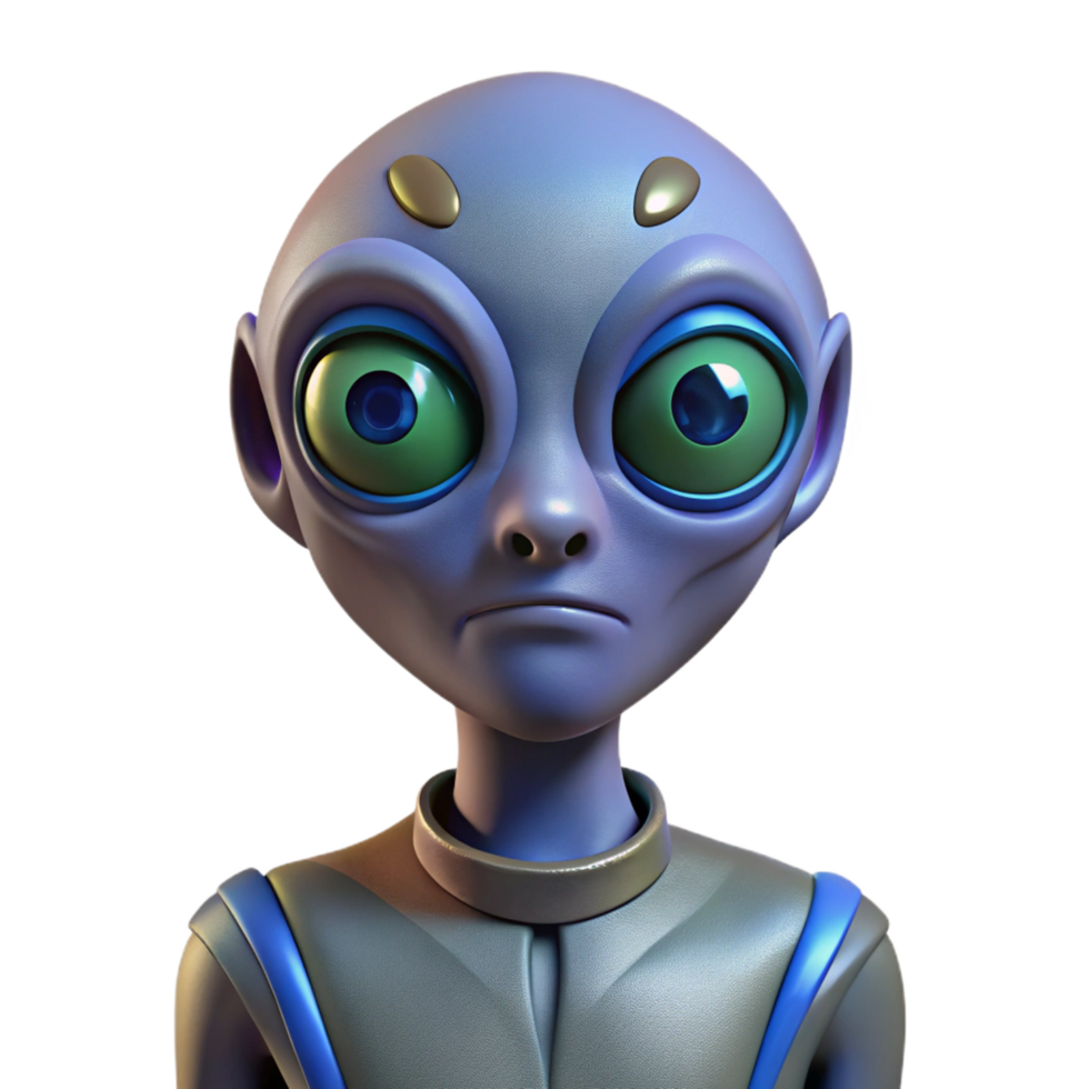 coveted coastal Alien ambassador with three eyes and scaled skin. NO BACKGROUND with Transparent Background. masterfully captured png