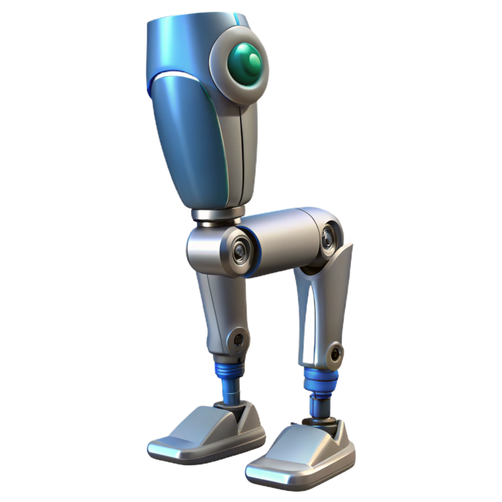 beautiful baroque Advanced robotic prosthetic leg with articulated joints. NO BACKGROUND with Transparent Background. exclusive png