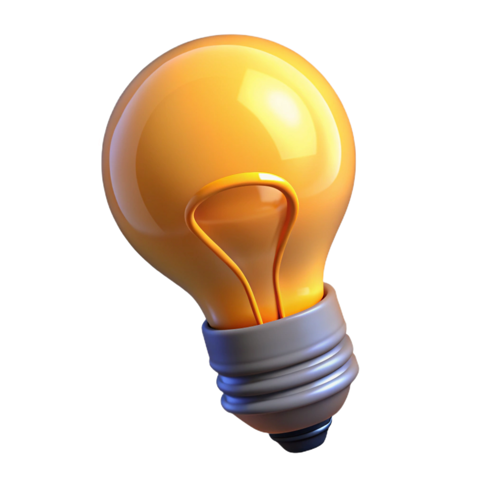 beautiful retro A single, stylized lightbulb with a glowing filament. NO BACKGROUND with Transparent Background. masterfully captured png