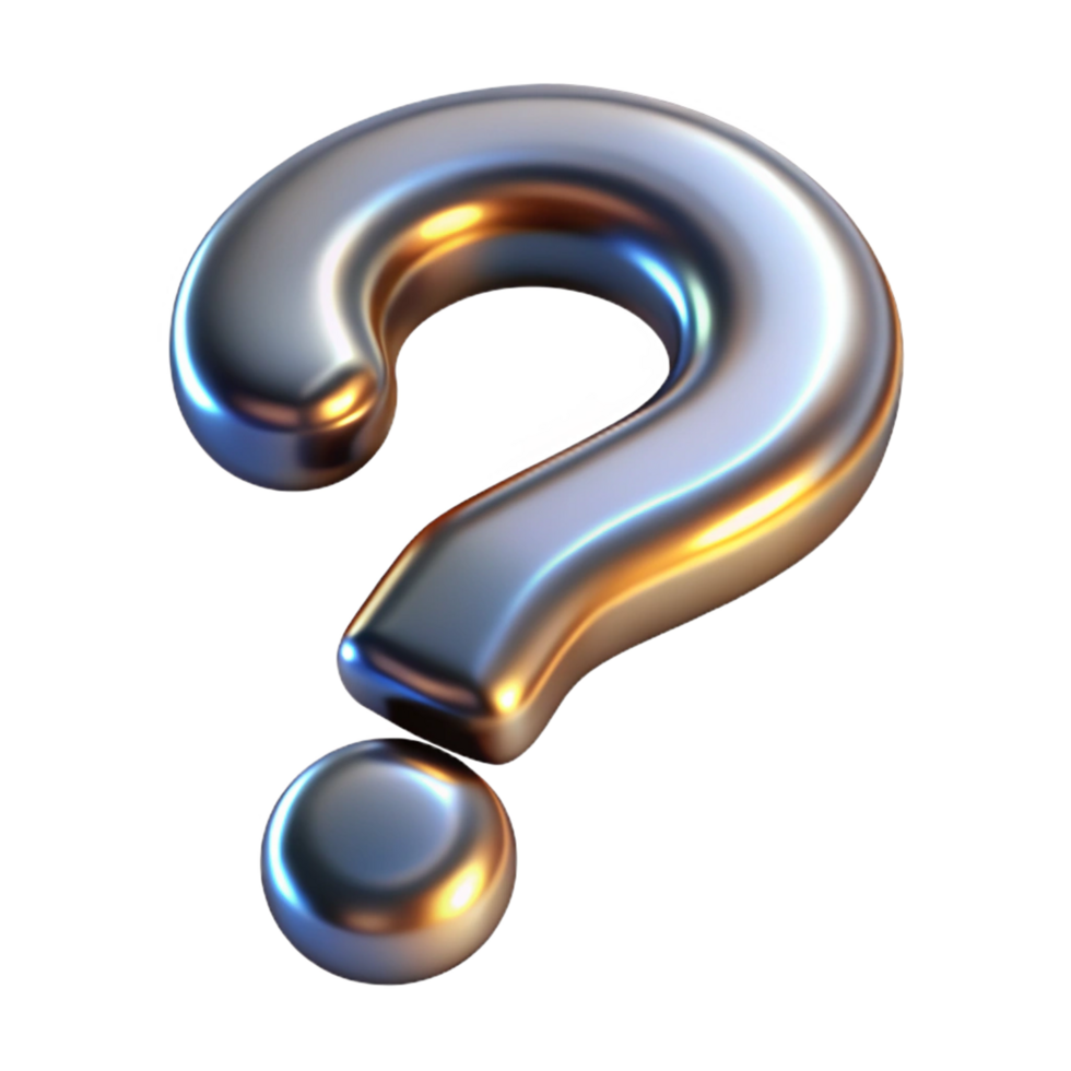 beautiful unparalleled A single, stylized question mark with a metallic texture. NO BACKGROUND with Transparent Background. png