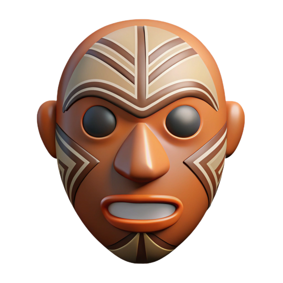 celebrated vintage A single, abstract mask with tribal markings. NO BACKGROUND with Transparent Background. original png
