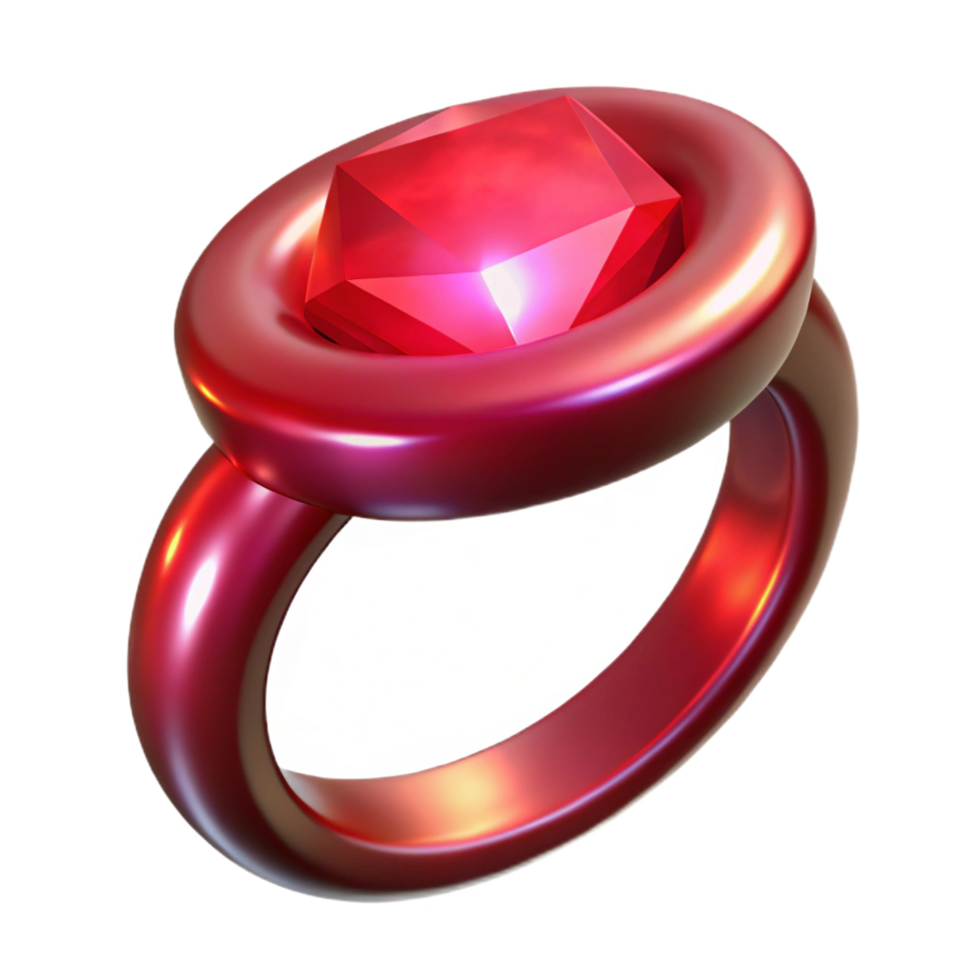 coveted traditional A single, blood-red ruby ring with a dark aura. NO BACKGROUND with Transparent Background. precision png