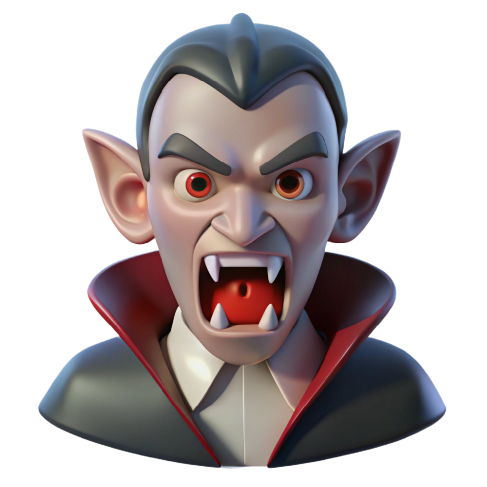 beautiful exemplary A sinister vampire with fangs bared and blood dripping from its chin. NO BACKGROUND with Transparent Background. png